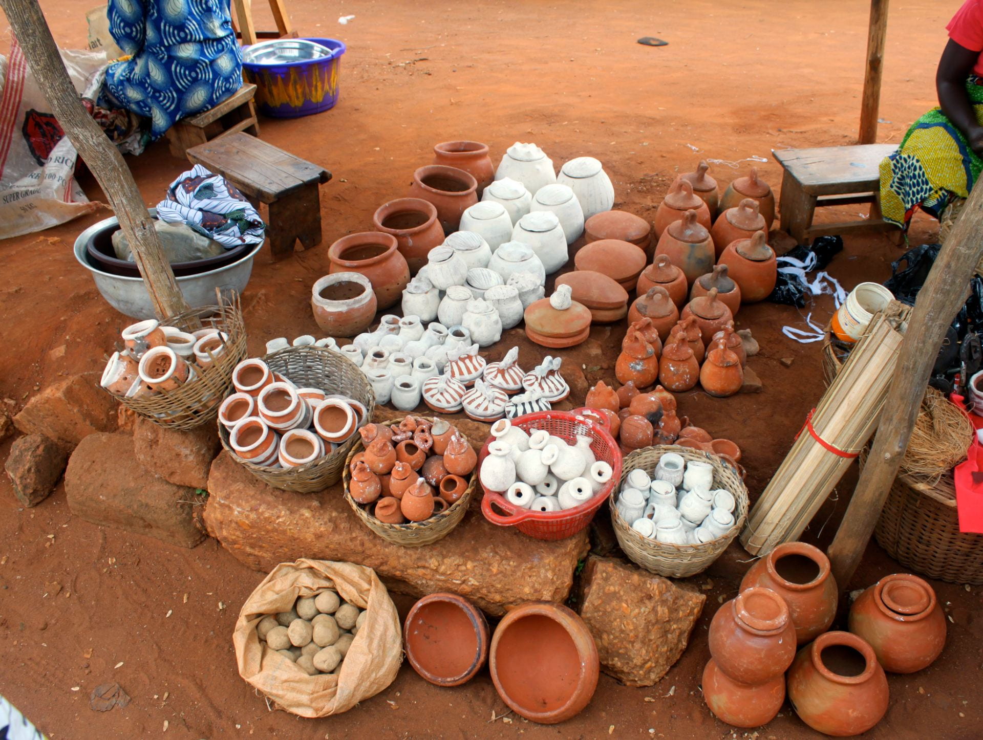 clay pots and artifacts from the field